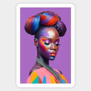 Black and beautiful woman portrait 1 Sticker